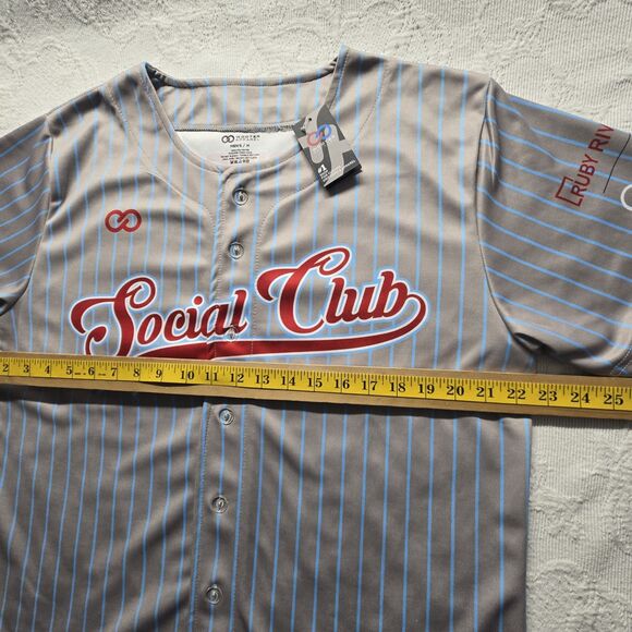 Wooter Apparel Social Club Striped Baseball Jersey Men Medium Sports Athletic - Picture 5 of 5